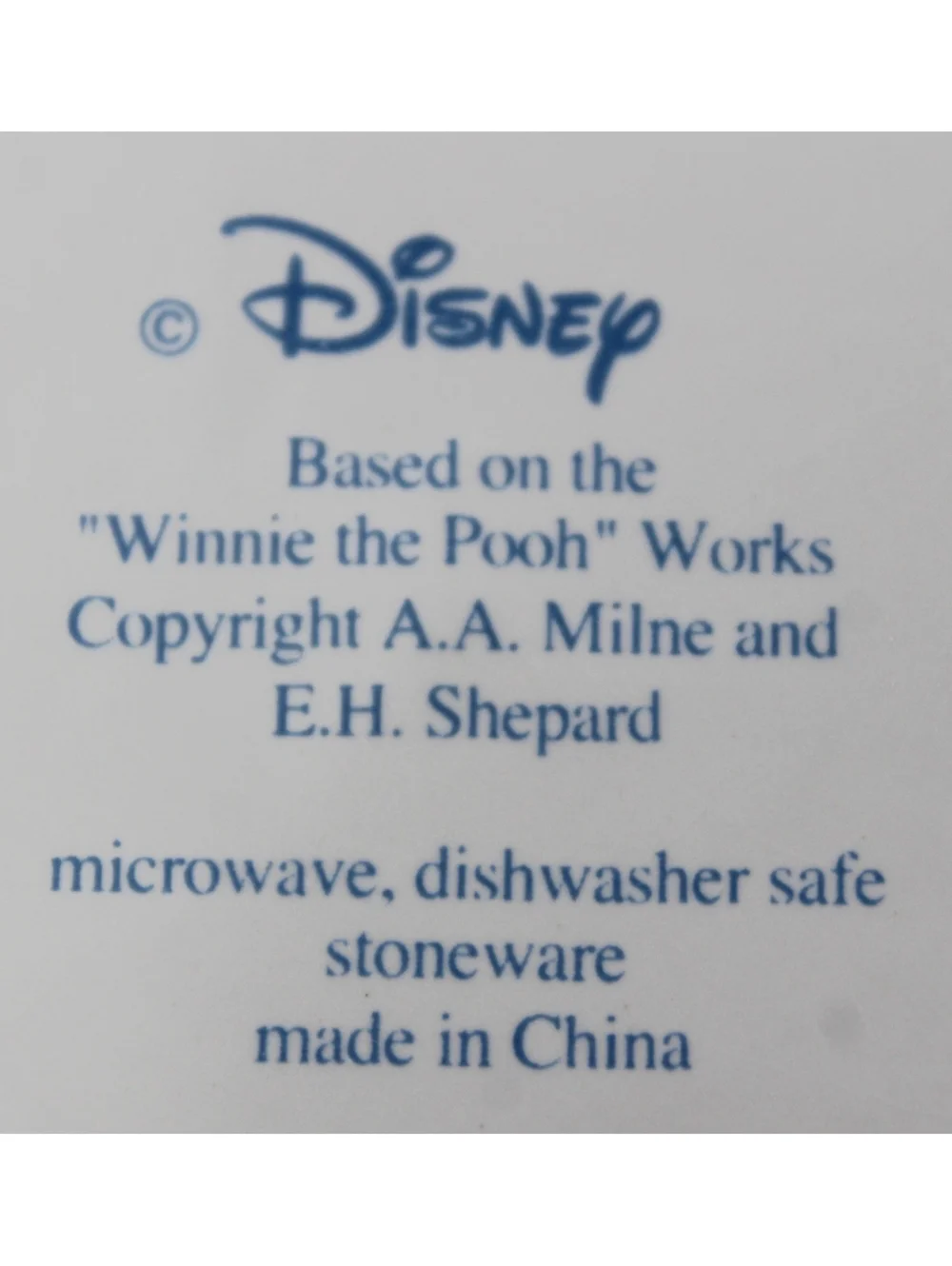 VTG Disney Winnie the Pooh Blue Toile Dinnerware Soup Bowl 4 Piece Set Stoneware